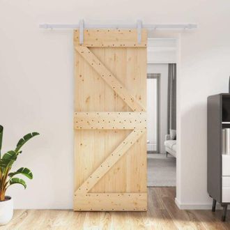 vidaXL Vidaxl - Puerta Corredera Con Herrajes Madera Maciza De Pino 85x210 Cm