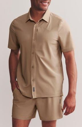 Rhone Invictus Ripstop Button-Up Shirt in Taupe Brown at Nordstrom Rack, Size Xx-Large
