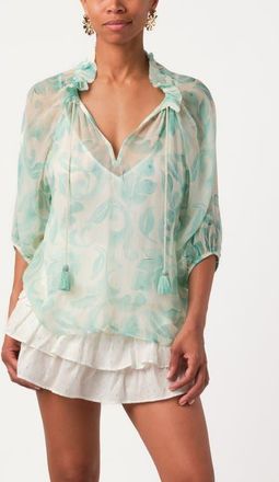 Calypso St. Barth Harper Top in Bright Floral Turquoise at Nordstrom, Size X-Large