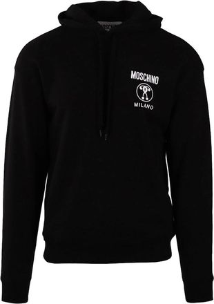 Moschino Mens Moschino Double Question Mark Logo Black Hoodie - Size: 42