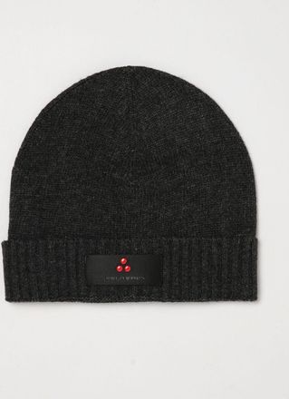 Peuterey Berretto beanie in misto lana e cashmere con risvolto e patch logo
