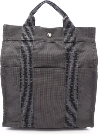 Herm&egrave;s Gray Nylon Canvas Backpack (Pre-Owned)