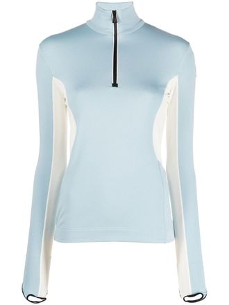 Moncler Top a maniche lunghe con applicazione logo - Blu
