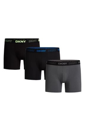 DKNY 3-Pack Eco Active Boxer Briefs in Jet Black/lime Punch/grey at Nordstrom, Size X-Large