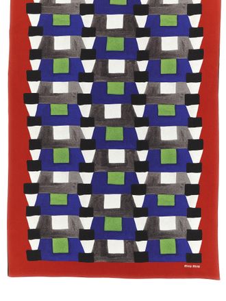 Miu Miu Silk Twill Geometric Scarf - Blue