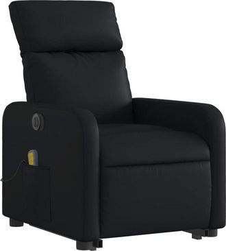 vidaXL Vidaxl - Sill&oacute;n De Masaje Elevable El&eacute;ctrico Cuero Sint&eacute;tico Negro
