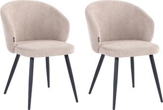 Beliani Conjunto De 2 Sillas De Comedor Tapizadas Sin Reposabrazos Dise&ntilde;o Retro Base De Metal Gris Pardo Moundville