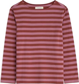Seasalt Cornwall Sailor Stripe Organic Cotton Top in Scallion Burgundy at Nordstrom, Size 16 Us