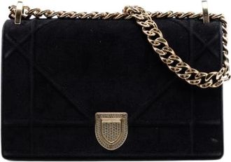 Dior Pre-owned Shoulder Bags, female, Black, Size: ONE SIZE Pre-owned Diorama Velvet Crossbody Bag