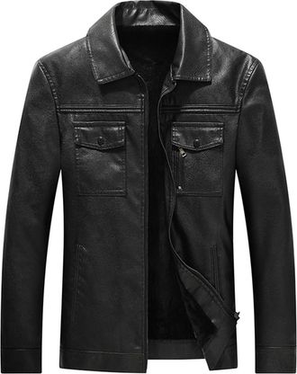 Generic Mens Casual Leather Jacket Soft Touch Sheepskin Biker Motorcycle Style Leather Coat Biker Jacket Men Men Waterproof Bomber Jackets Uk Comfortable soft