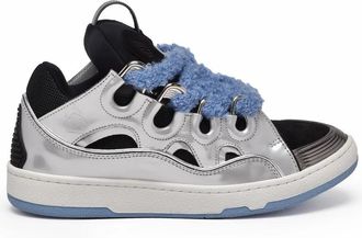 Lanvin Curb Metal Sneakers - Silver/Light Blue