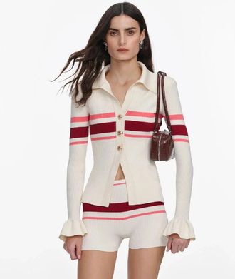 Self Portrait Gebreid Cardigan met Ribbels - Dames - Vesten - Veelkleurig - L - Polyester - Truien & Vesten