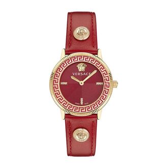 Versace V-Tribute Rood Emaille Diamant Horloge - Dames - Horloges - Rood - ONE Size - Accessoires