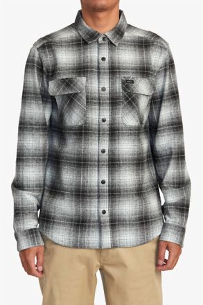 Rvca Vesuvio Plaid Flannel Shirt In Green Tea
