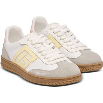 Balmain Swan trainers in calfskin and nylon in White at Nordstrom, Size 35