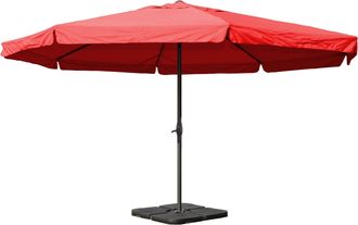 Hhg Hhg - Nunca Usado] Parasol Meran Pro, Sombrilla De Hosteler&iacute;a Con Cenefa &Oslash; 5m Poli&eacute;ster/aluminio 28kg, Burdeos Con Soporte
