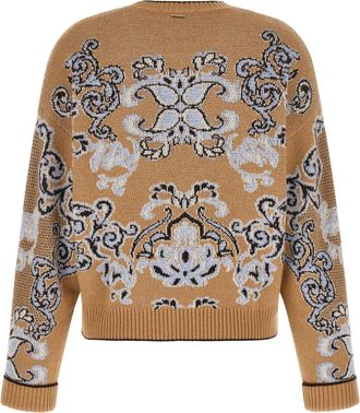 Twin-Set Jacquard Tapestry Wool Blend Sweater - Tan