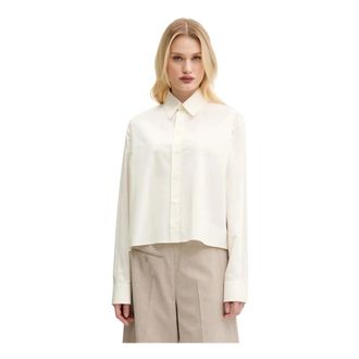 Maison Margiela Overhemden, Dames, Beige, L, Katoen, Cropped Shirt