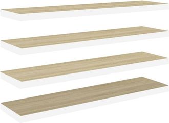 vidaXL Vidaxl - Estante flotante pared 4 uds mdf roble y blanco 120x23,5x3,8 cm