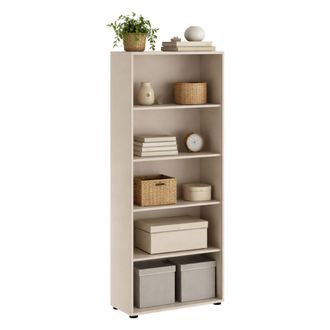Dmora Biblioteca Brugnera, Estanter&iacute;a 4 Niveles, Instalaci&oacute;n En Suelo, 79x34x188h Cm Beige