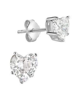Sterling Forever Silver Cz Hearts Studs