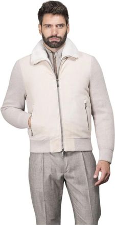 Moorer Campiglio Cab - Heren - Gewatteerde jassen - Beige - S - Wol - Jassen
