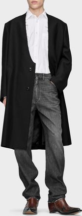 Maison Margiela Wool Coat With Raw-edge Finish, Mens, Black