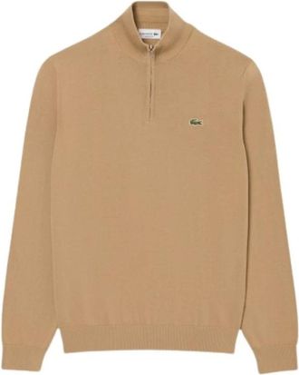 Lacoste Hoodies & sweatvesten, Heren, Beige, XL, Katoen, Zipped High Neck Cotton Sweater