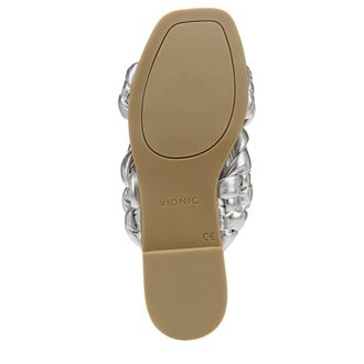Vionic Kalina Braided Slide Sandals Silver Metal Synthetic I0922S2020 Womens