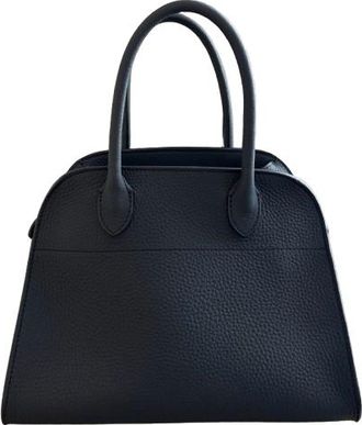 The Row Dark Navy Grained-Leather Margaux 10 Bag