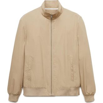 Mango Lightweight Stand Collar Canvas Jacket in Beige at Nordstrom Rack, Size Small