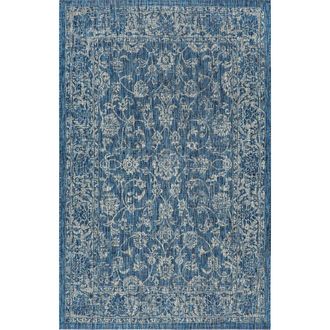 Jonathan Y Designs Tela Bohemian Textured Weave Floral Indoor/Outdoor Area Rug in Navy/gray at Nordstrom, Size 3Ft 0In X 5Ft 0In