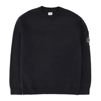 C.P. Company Sweatshirts, male, Blue, Size: 2XL Cotton Diagonal Fleece Resist Dyed Crewneck Lens Sweatshirt