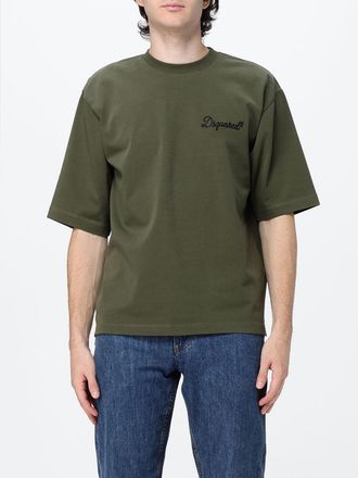Dsquared2 T-shirt girocollo in cotone con stampa logo a contrasto sul davanti