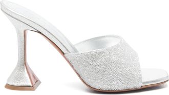 Amina Muaddi 95 mm leren sandalen met hak - Zilver