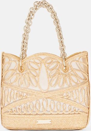 Aquazzura Borsa Kahlo Mini in rafia con logo