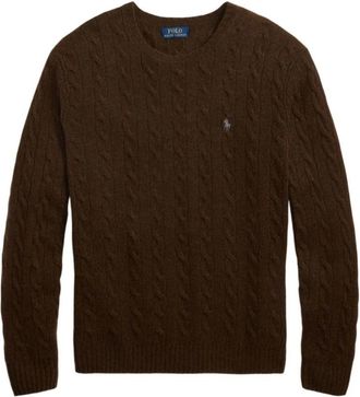 Polo Ralph Lauren Kabel Gebreide Trui - Heren - Ronde hals truien - Bruin - 2XL - Wol - Truien & Vesten