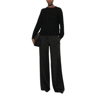 Fabiana Filippi Sequin-Embellished Crew Neck Knit - female - Fabiana Filippi - Round-neck Knitwear - Black - S - Knitwear