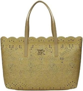 Ermanno Scervino Canvas Sangallo Halvemaan tas - Dames - Shoppers - Beige - ONE Size - Tassen
