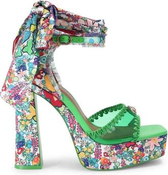 Kurt Geiger Vinyl Tie Platform - Dames - Sandalen met hakken - Veelkleurig - 41 EU - Satijn - Schoenen