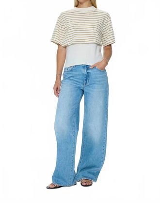 Pistola Denim Camryn Boxy Tee Overlay In Tannin Ecru Stripe