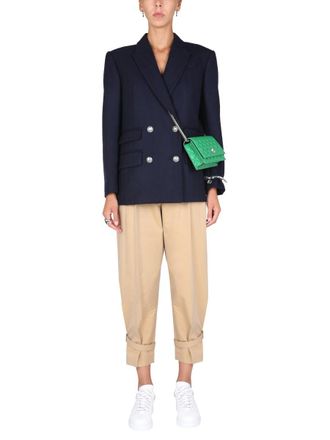 Alexander McQueen Double-Breasted Wool Blazer - Blue