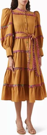 Celia B Hasu Tiered Midi Dress In Sand