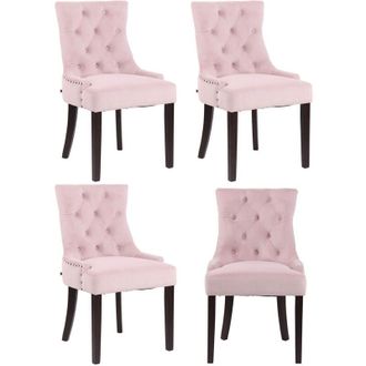Clp Clp - Juego De 4 Sillas De Comedor Aberdeen En Terciopelo Rosado Antiguo