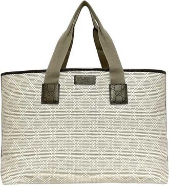 Gucci Beige White Pvc Leather Tote Bag (Pre-Owned)