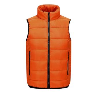 Generic Mens Gilets Doubled-Warm Winter Thickened Windproof Body Warmer Puffer Padded Gilets Stand Collar Quilted Insulated Vests Sleeveless Jacket with Zip P