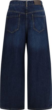 Brunello Cucinelli Womens Jeans Barrel-Leg Dark Blue Denim Essential Cotton