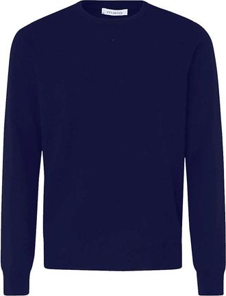 Malo Blauwe Kasjmier Trui met Ronde Hals - Heren - Cashmere truien - Blauw - M - Kasjmier - Truien & Vesten