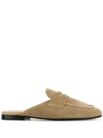 Miu Miu Su&egrave;de slippers - Beige