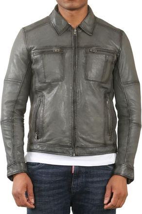 TruClothing Classic Collar Leather Biker Jacket